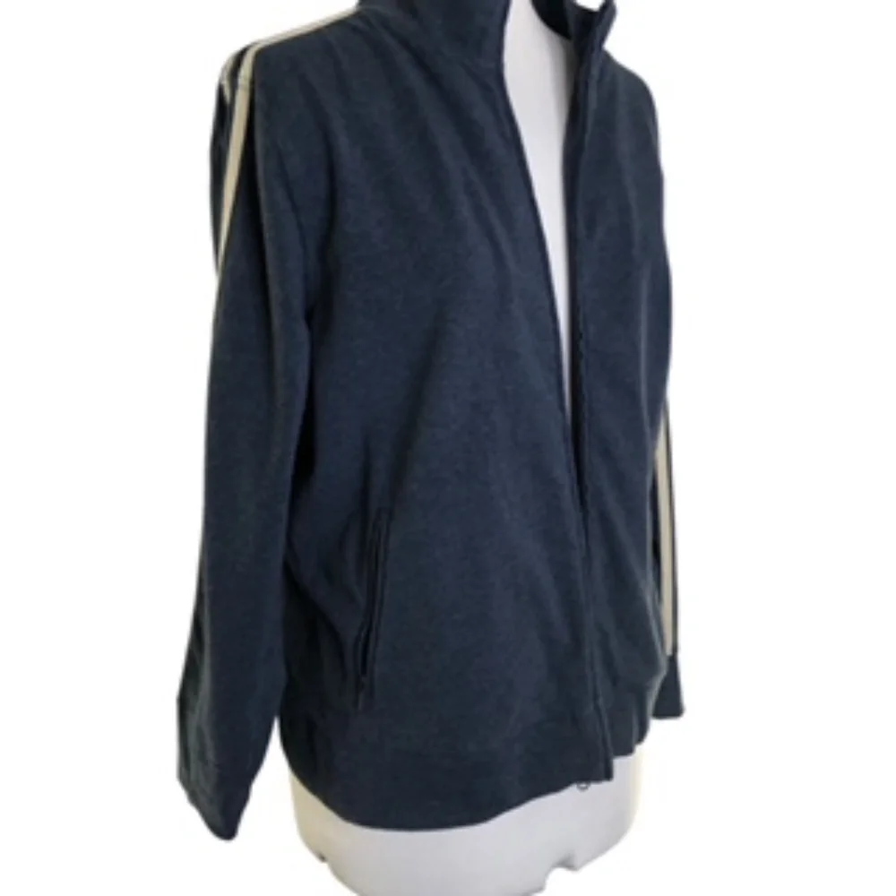 No Brand Label Full Zip Sleep Stripe Side Pockets Warmup Jacket Size L - Picture 3 of 6